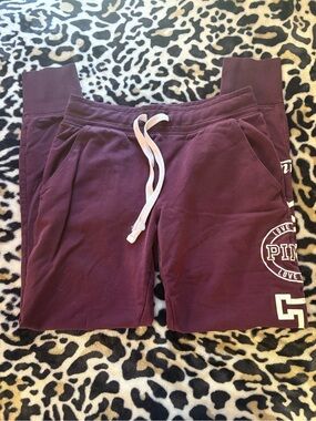 PINK Victoria's Secret Maroon Drawstring Joggers